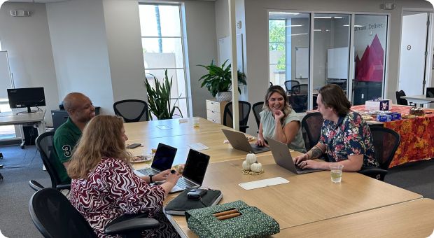 Group of experts brainstorming at a table